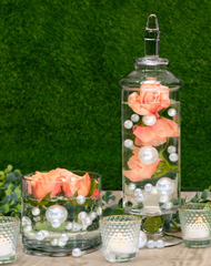 Peach Roses - Realistic - With Option of Floating Transparent Water Gels
